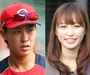 枡田絵理奈アナと堂林翔太選手の写真