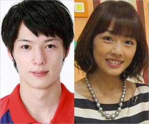 卓球の松平健太選手と北海道テレビ高橋春花アナ