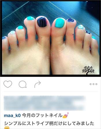 夏目すずがインスタに投稿したフットネイル