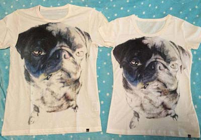 大野智が描いたパグの絵をプリントしたTシャツ