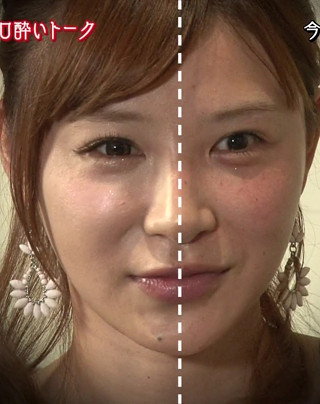 手島優のスッピンとメイクの比較
