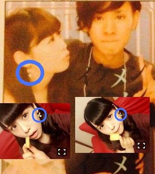 SKE48辻のぞみと中南勇輝のツーショットプリクラ3枚目(ピアスが一致)