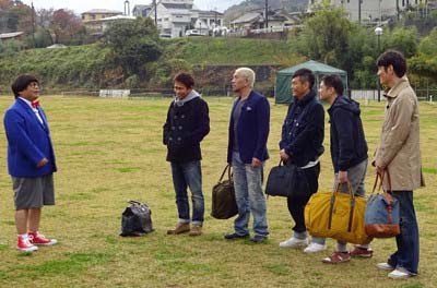 「絶対に笑ってはいけない名探偵24時!」に出演する藤原寛、ダウンタウン浜田、ダウンタウン松本、ココリコ遠藤、月亭方正、ココリコ田中(左から)