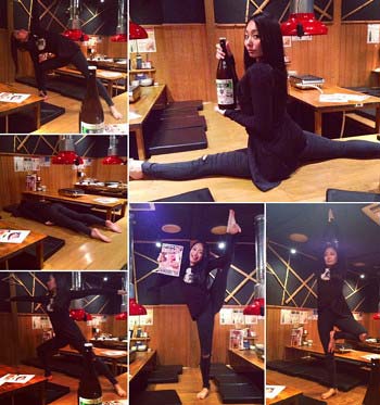 大開脚を披露する安藤美姫