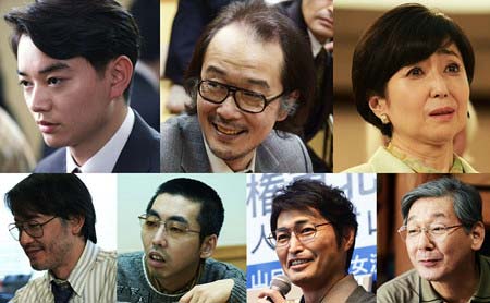 『聖の青春』の出演者。上段左から染谷将太、リリー・フランキー、竹下景子、下段左から筒井道隆、柄本時生、安田顕、北見敏之