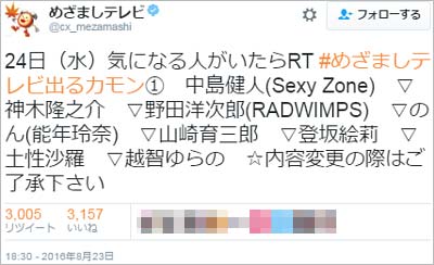 めざましテレビのツイート(のんがゲスト出演)