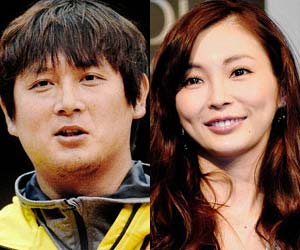 千葉ロッテ・涌井秀章投手と押切もえ