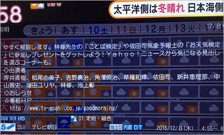 8日放送『グッド!モーニング』の番組データ