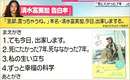 清水富美加の告白本『全部、言っちゃうね。』の構成