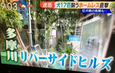 白熱ライブ ビビットで、多摩川河川敷のホームレスを「多摩川リバーサイドヒルズ族」と揶揄のテロップ