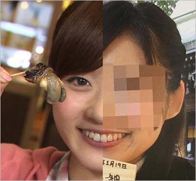 『フライデー』掲載のフリーアナウンサー、牧野結美の顔比較