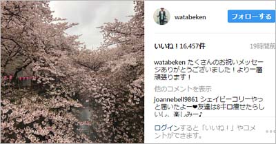 アンジャッシュ・渡部建がインスタグラムに投稿した桜の写真