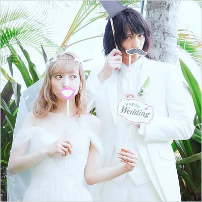 ハワイ挙式で撮影の神田沙也加と村田充のツーショット