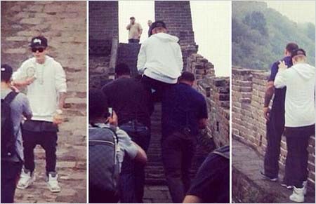 万里の長城で撮影されたジャスティン・ビーバー