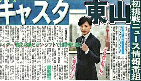 サンデーLIVE!!キャスターの東山紀之