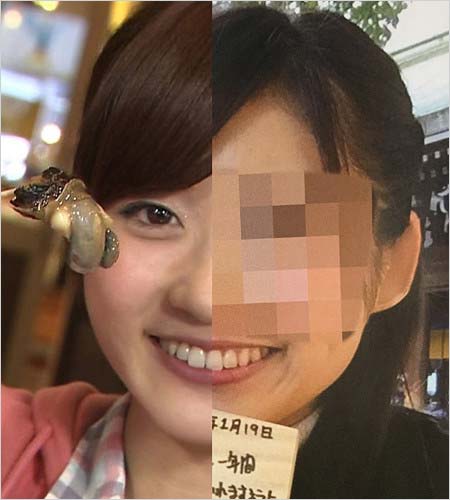 牧野結美と人気アナウンサーの顔合成