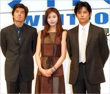 映画『ホワイトアウト』共演時の佐藤浩市、松嶋菜々子、織田裕二