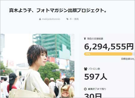 真木よう子のコミケ参戦、クラウドファンディング