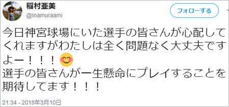 稲村亜美のツイッター