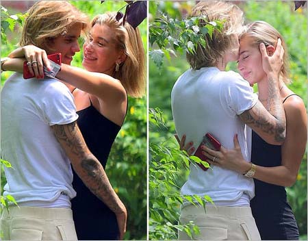 ジャスティン・ビーバー&ヘイリー・ボールドウィンが公園でキス