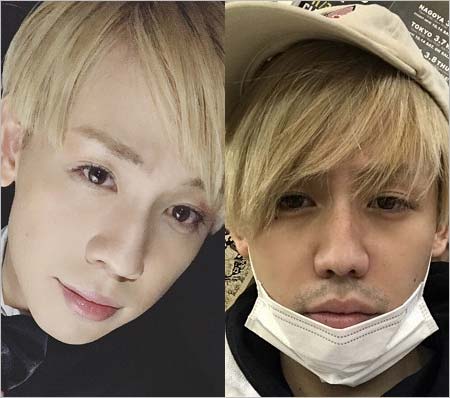 りゅうちぇるのナチュラルメイク姿とヒゲを生やしたすっぴん顔の比較写真