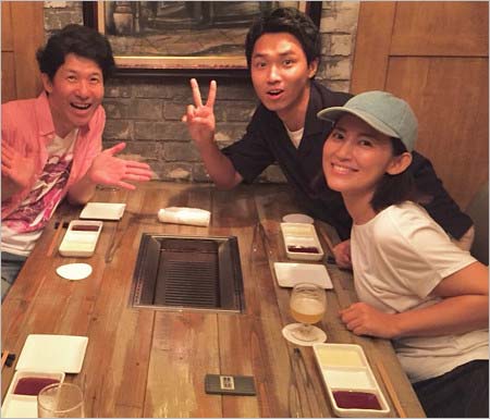 宮川一朗太、渡辺裕太、福田彩乃のスリーショット