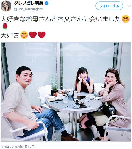 ダレノガレ明美と両親の画像