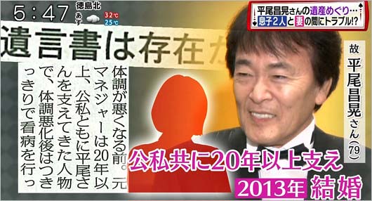 平尾昌晃の遺産相続問題の報道