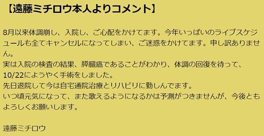 遠藤ミチロウのコメント