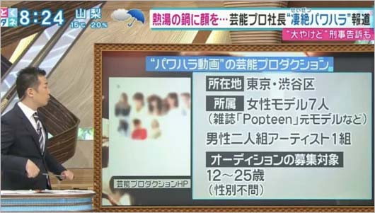 芸能プロダクションy社長と事務所特定 パワハラ事件で被害者が会見し刑事告訴 しゃぶしゃぶ鍋に顔入れ大ヤケドの被害 今日の最新芸能ゴシップニュースサイト 芸トピ