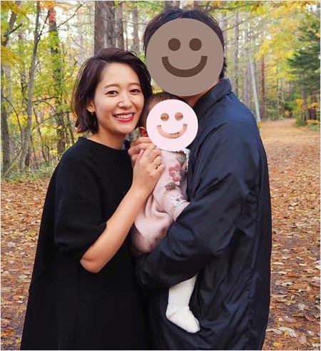 吉田明世アナと夫＆長女