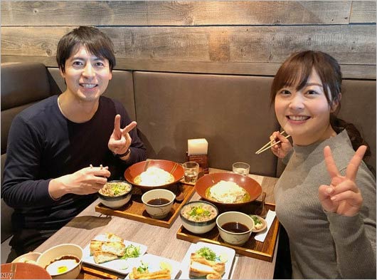 水卜麻美アナと桝太一アナのツーショット画像