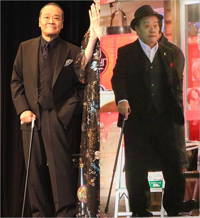 西田敏行の杖姿