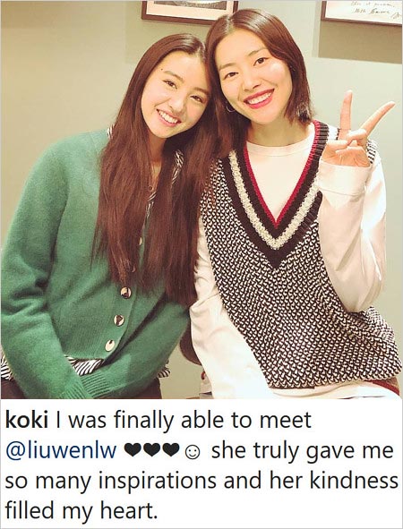 Koki，インスタグラム投稿のリウ・ウェンとのツーショット