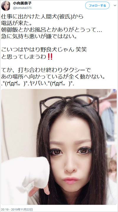 小向美奈子の彼氏ツイート