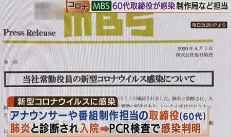 MBS毎日放送の取締役男性が新型コロナウイルス感染報道