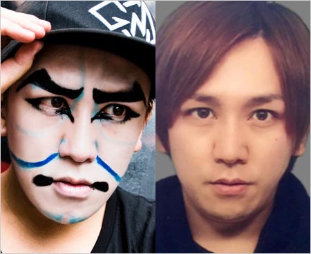 カブキンの歌舞伎メイク時と素顔