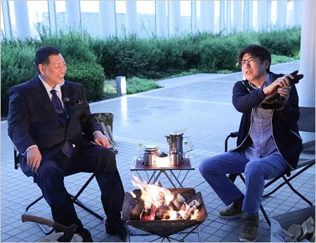 『薪を焚べる』出演の清原和博と石橋貴明