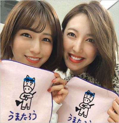 堤礼実アナと小澤陽子アナの2ショット写真