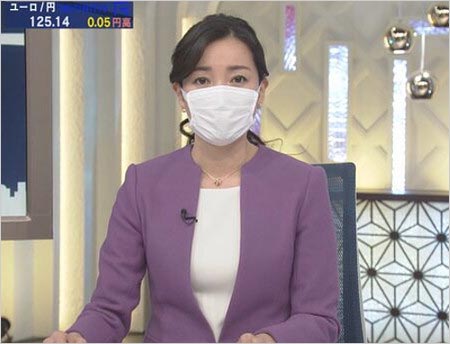 『ワールドビジネスサテライト(WBS)』大江麻理子アナがマスク着用時の姿