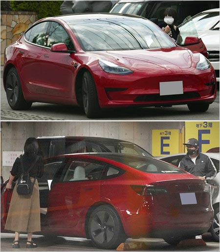 有村昆の愛車テスラと不倫未遂相手TのFRIDAY撮影画像