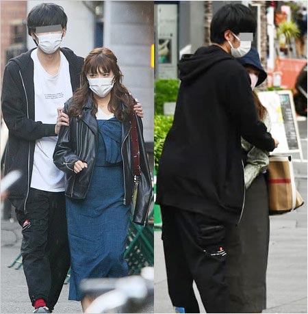 フライデーの三谷紬アナと彼氏が抱き合う画像