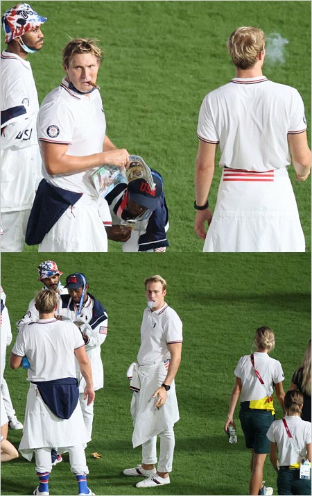 東京五輪閉会式でアメリカ人選手が喫煙してる画像