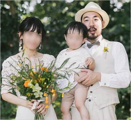 サチモスのベースHSUと妻・息子の家族写真