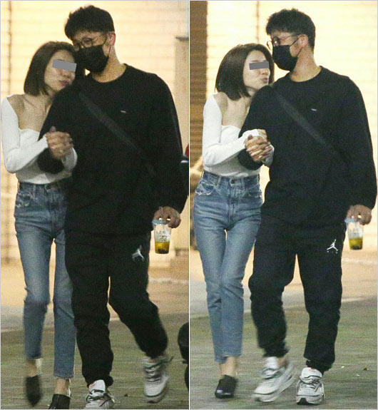 フライデーの清田育宏と不倫疑惑相手B子の手つなぎ画像