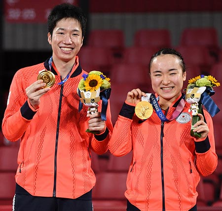 伊藤美誠と水谷隼のじゅんみまペア