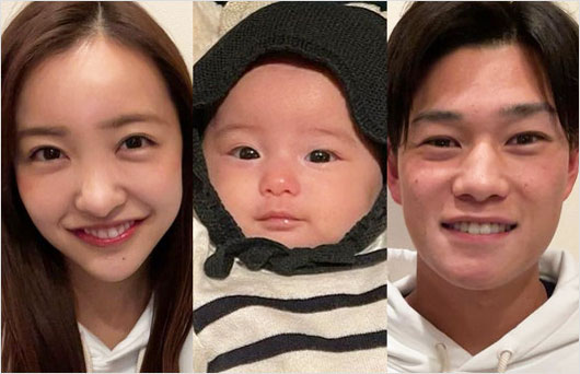 板野友美と子供の長女&旦那のヤクルト高橋奎二投手