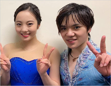 本田真凜と宇野昌磨の2ショット画像
