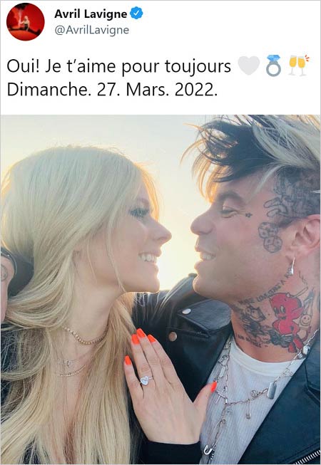 アヴリル・ラヴィーンがモッド・サンと婚約発表コメント