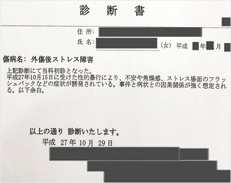 木下ほうか性被害女性の診断書